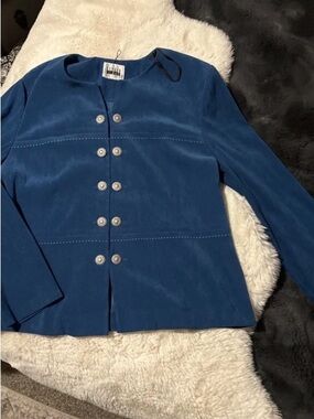 Leslie Fay Navy Blue Double-Row Button Blazer